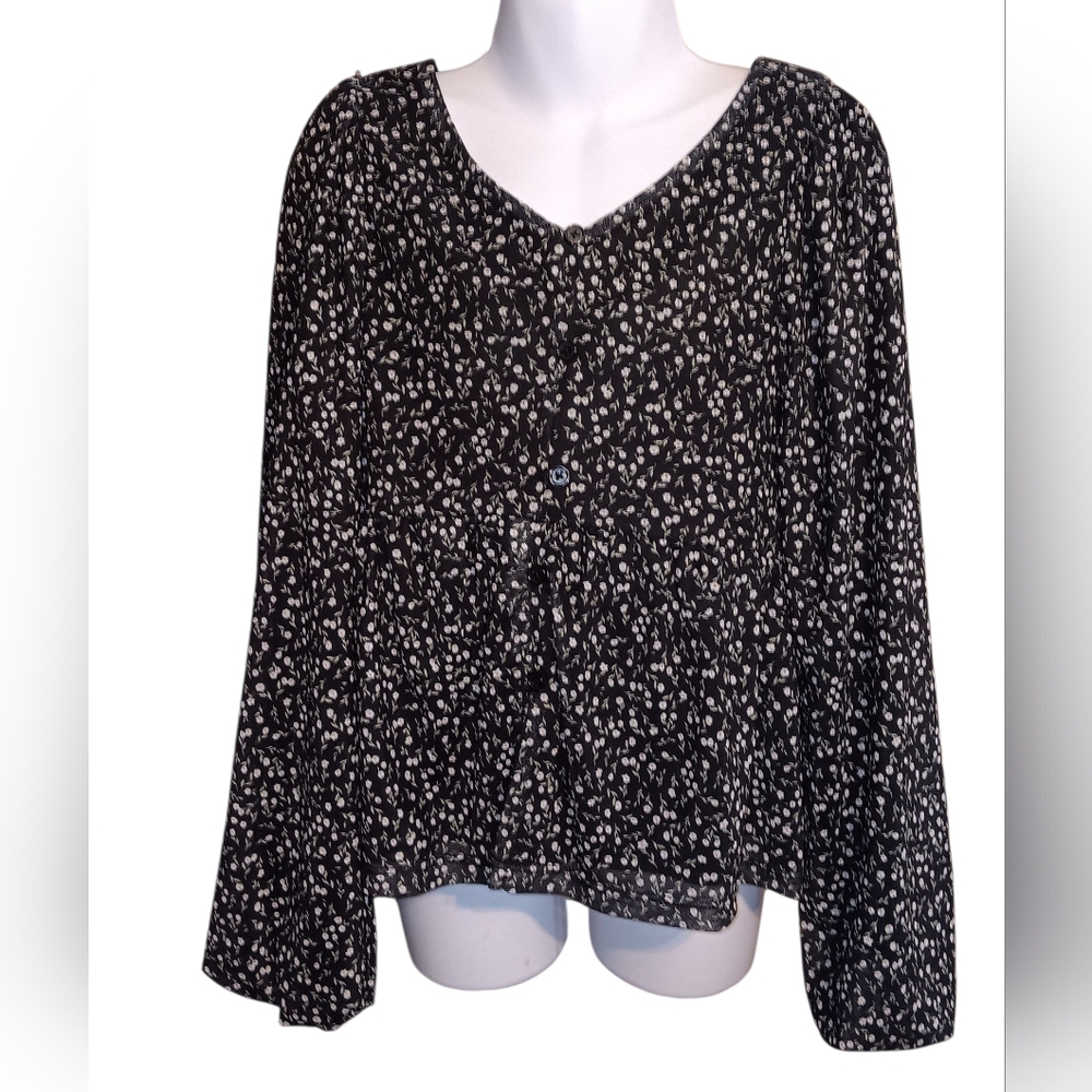 Trixxi Floral Black and White Kids Blouse